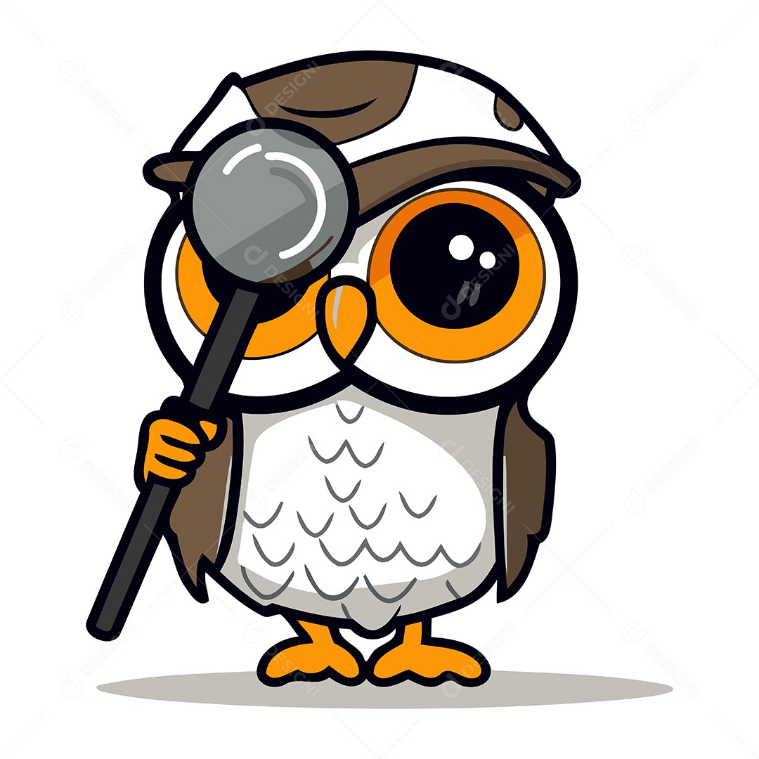 Coruja com uma Lupa Ilustração Vetor EPS