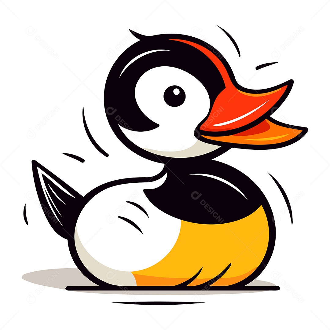 Pato Fofo de Desenho Animado Ilustração Vetor EPS
