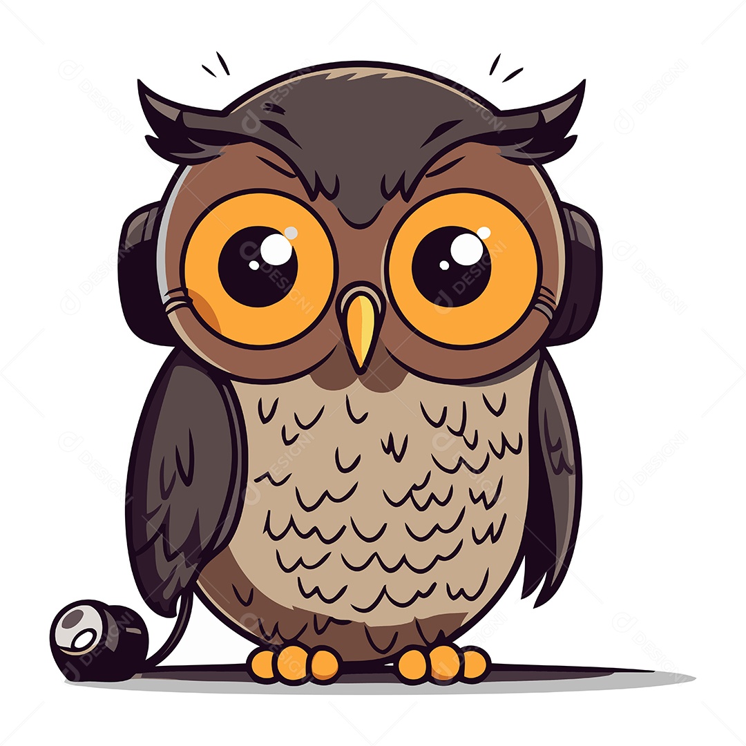 Coruja de Desenho Animado Fofa Ilustração Vetor EPS
