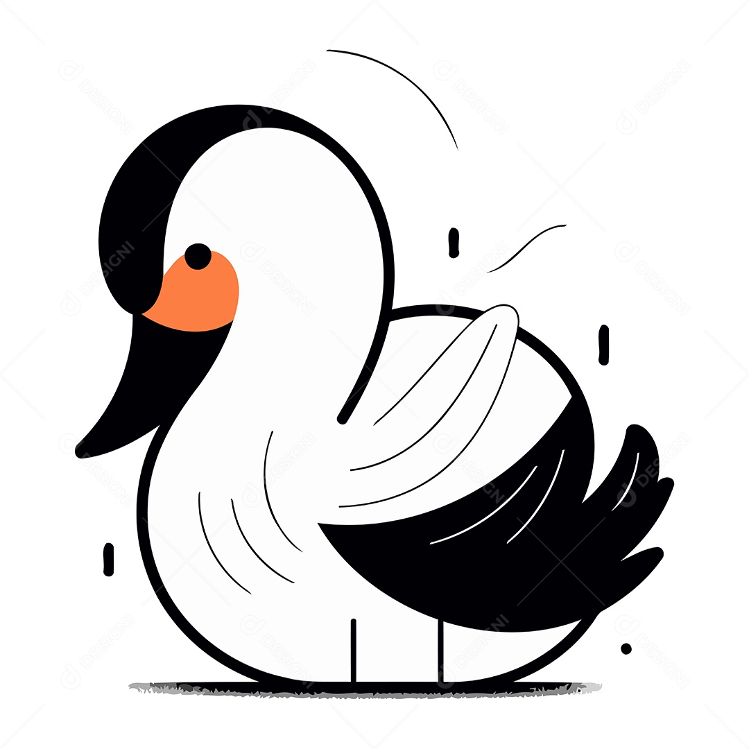 Cisne de Desenho Animado Ilustração Vetor EPS