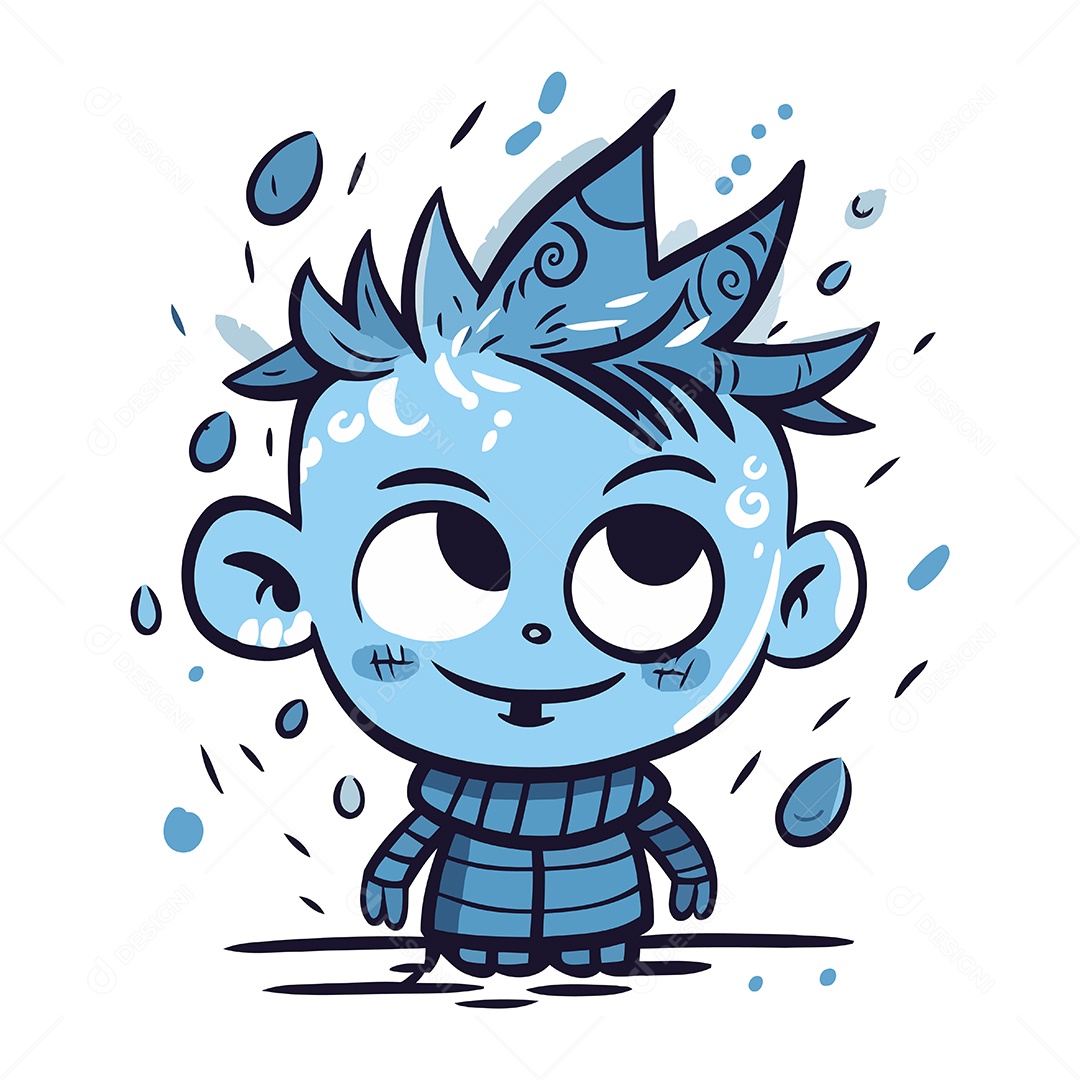 Menino de Gelo Desenho Animado Ilustração Vetor EPS