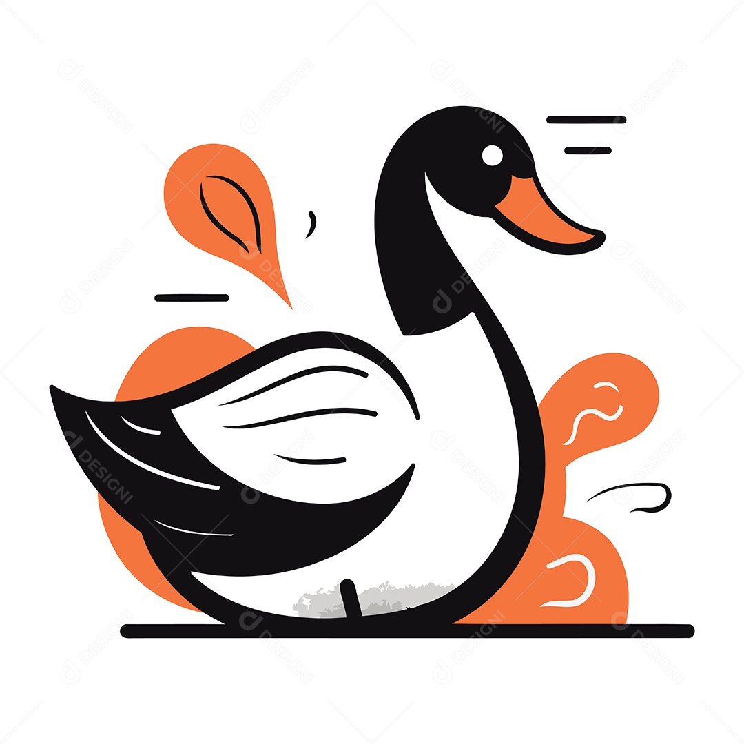 Pato de Desenho Animado Ilustração Vetor EPS