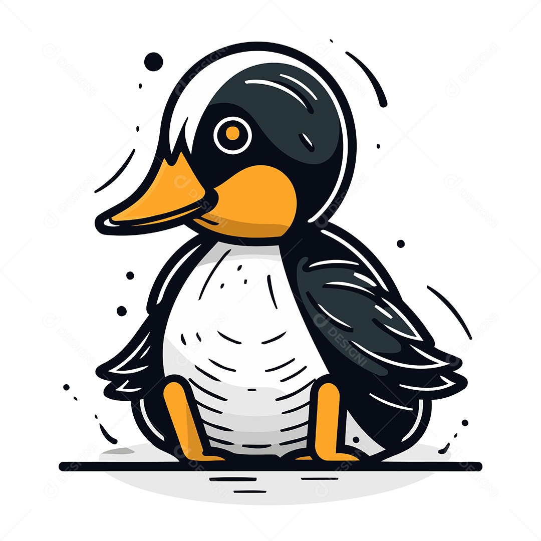 Pato de Desenho Animado Ilustração Vetor EPS