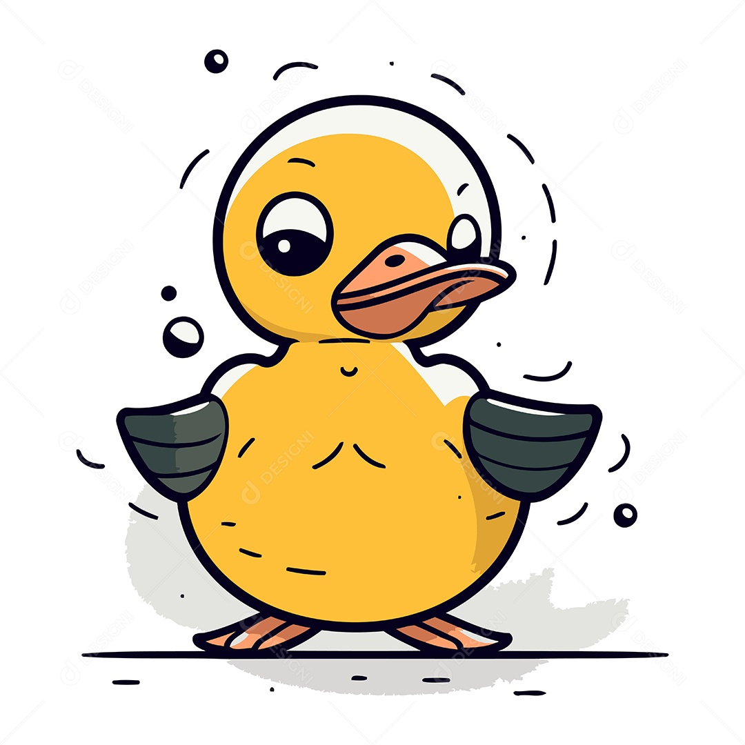 Pato Fofo de Desenho Animado Ilustração Vetor EPS