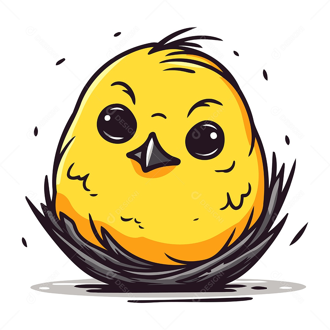 Pintinho de Desenho Animado Ilustração Vetor EPS