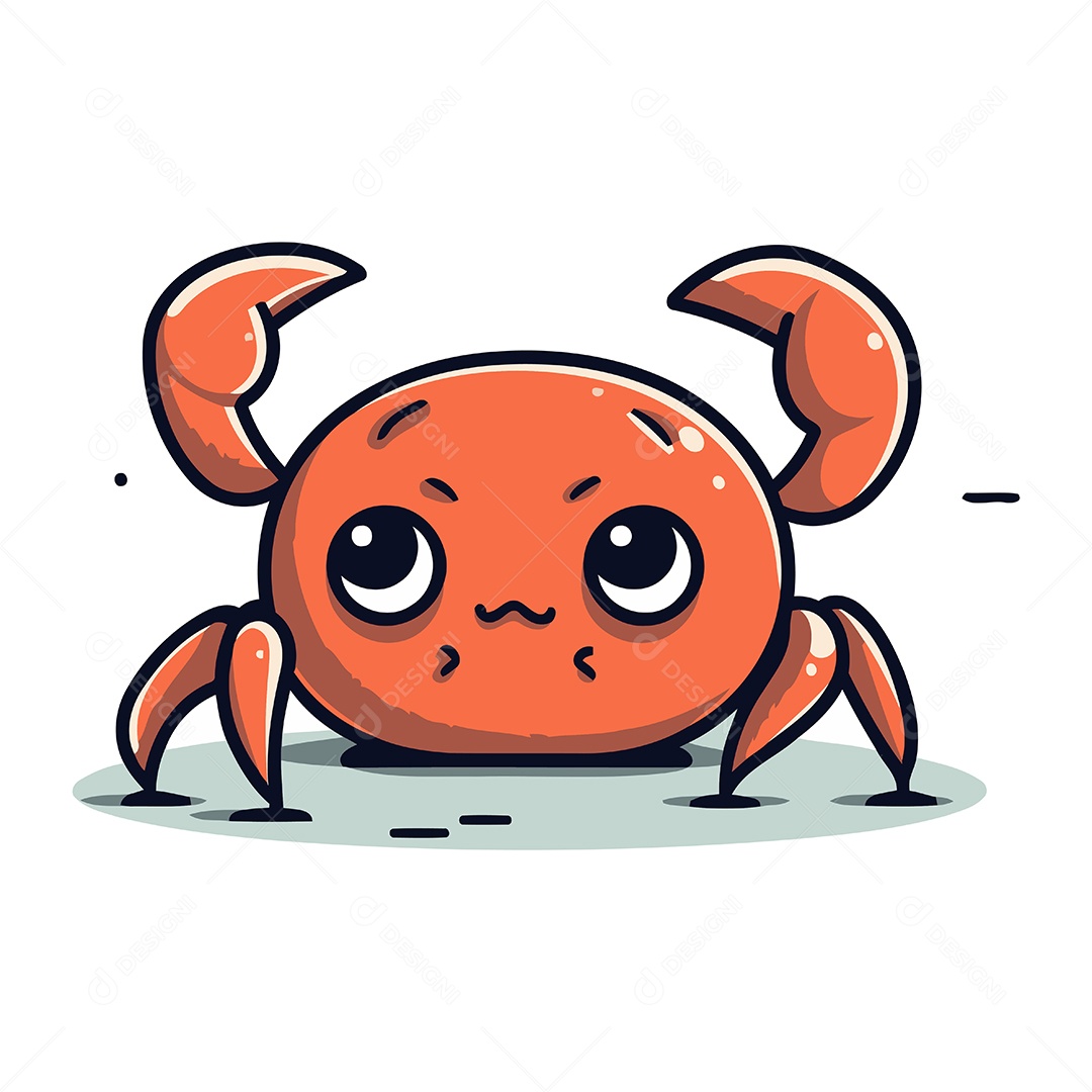 Caranguejo Fofo de Desenho Animado Ilustração Vetor EPS