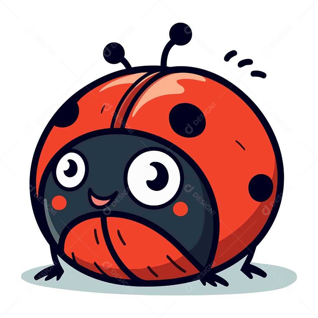 Joaninha Fofa de Desenho Animado Ilustração Vetor EPS