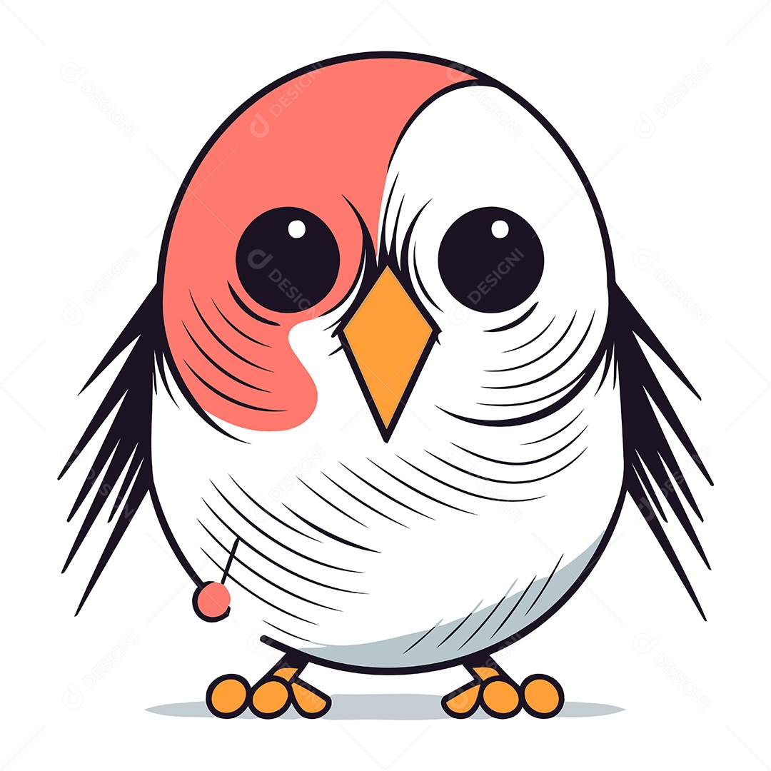 Passarinho Fofo de Desenho Animado Ilustração Vetor EPS