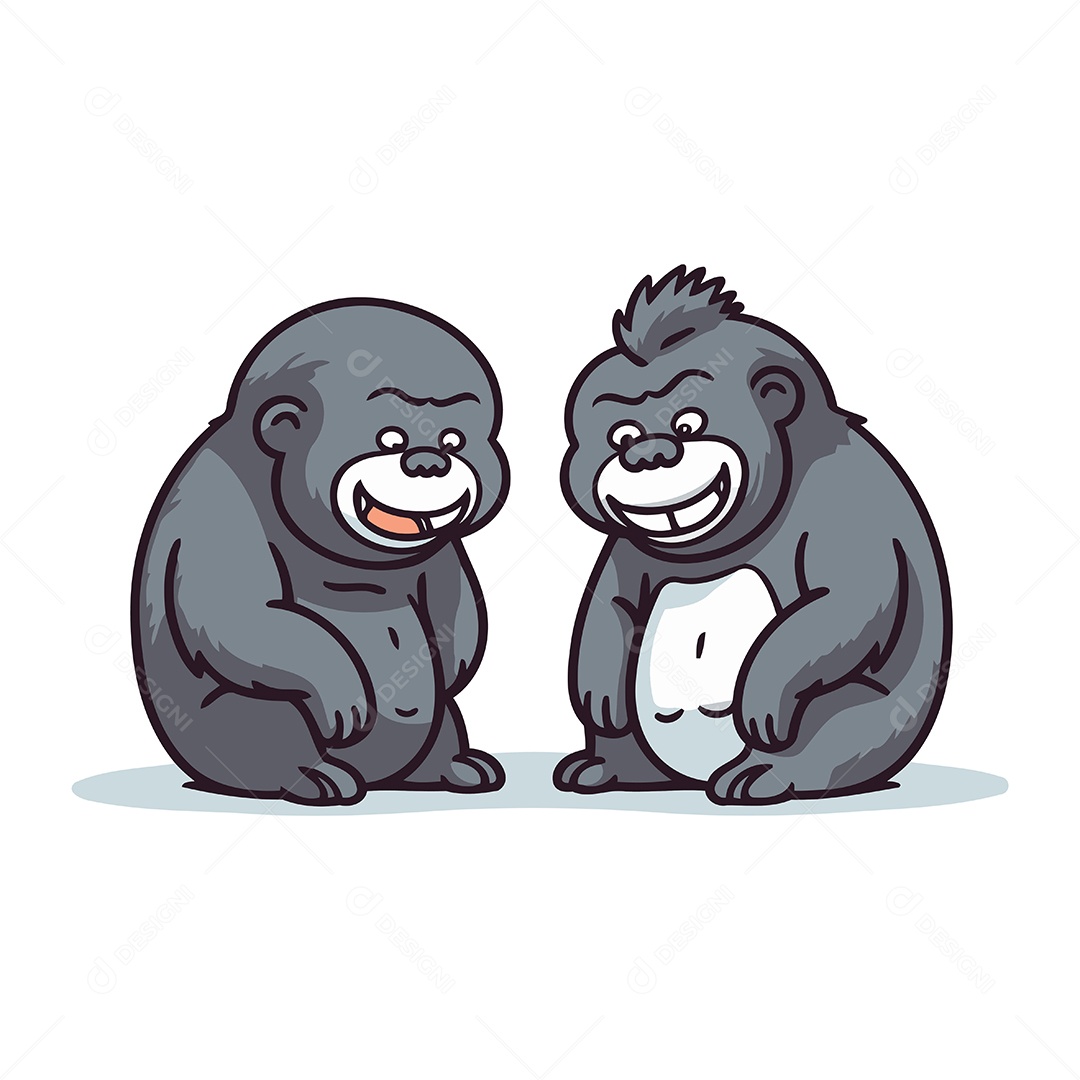 Gorilas de Desenho Animado Ilustração Vetor EPS