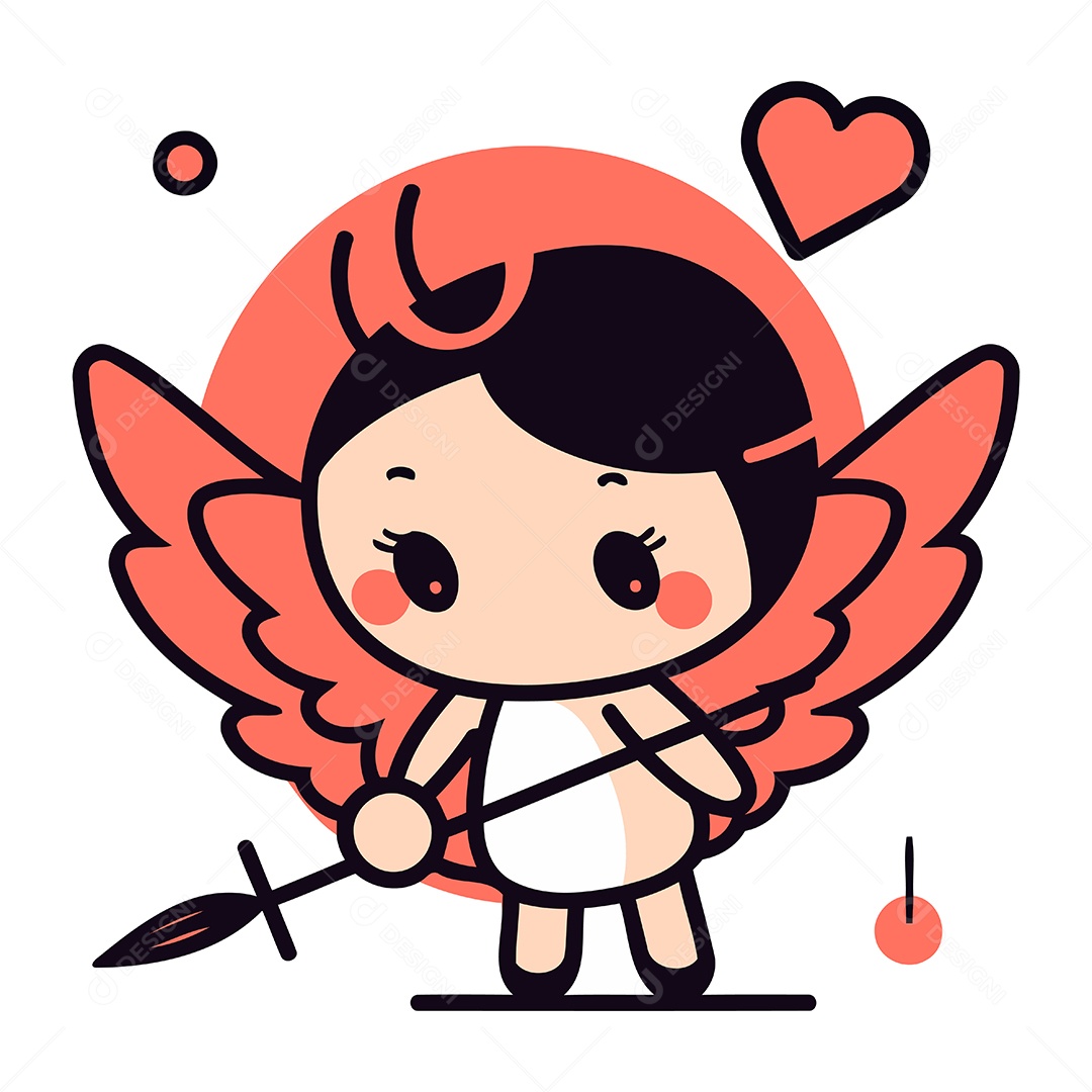 Cupido Fofo de Desenho Animado Ilustração Vetor EPS