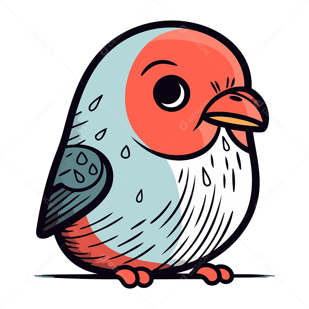 Passarinho Fofo de Desenho Animado Ilustração Vetor EPS