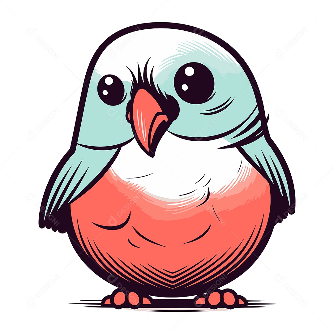 Passarinho Fofo de Desenho Animado Ilustração Vetor EPS