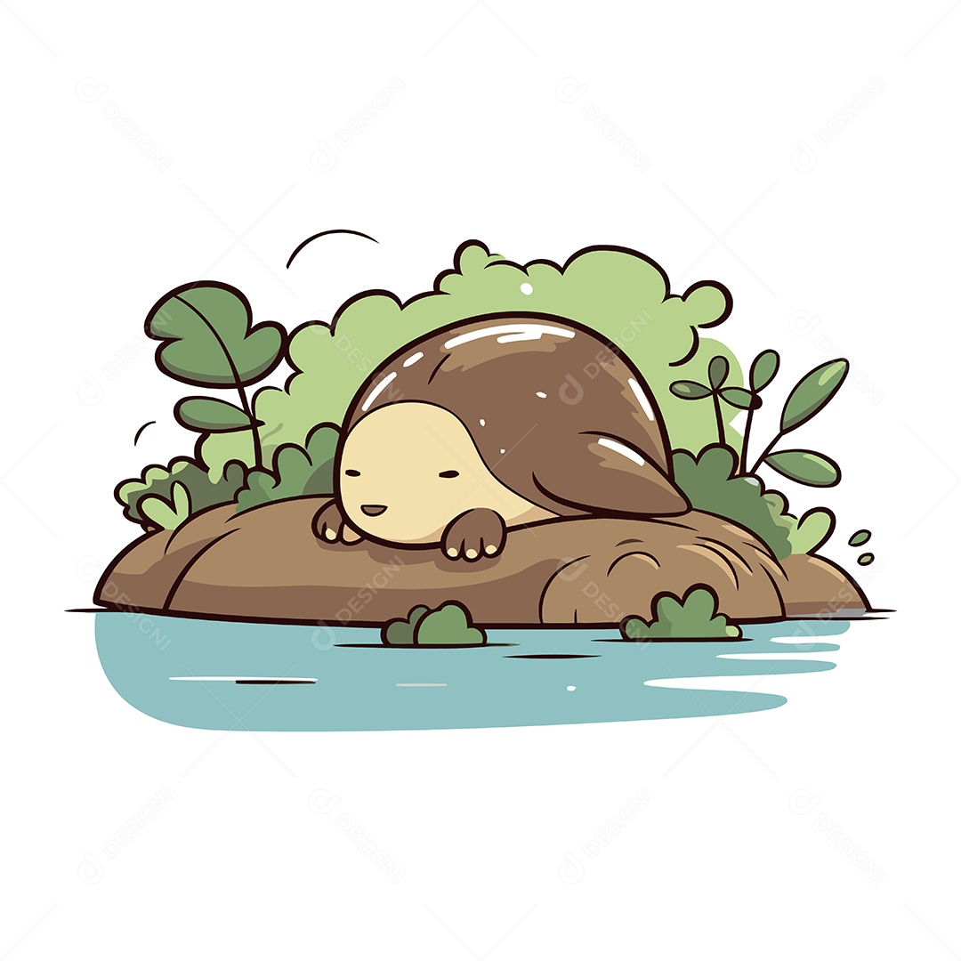 Lontra Fofa de Desenho Animado Ilustração Vetor EPS