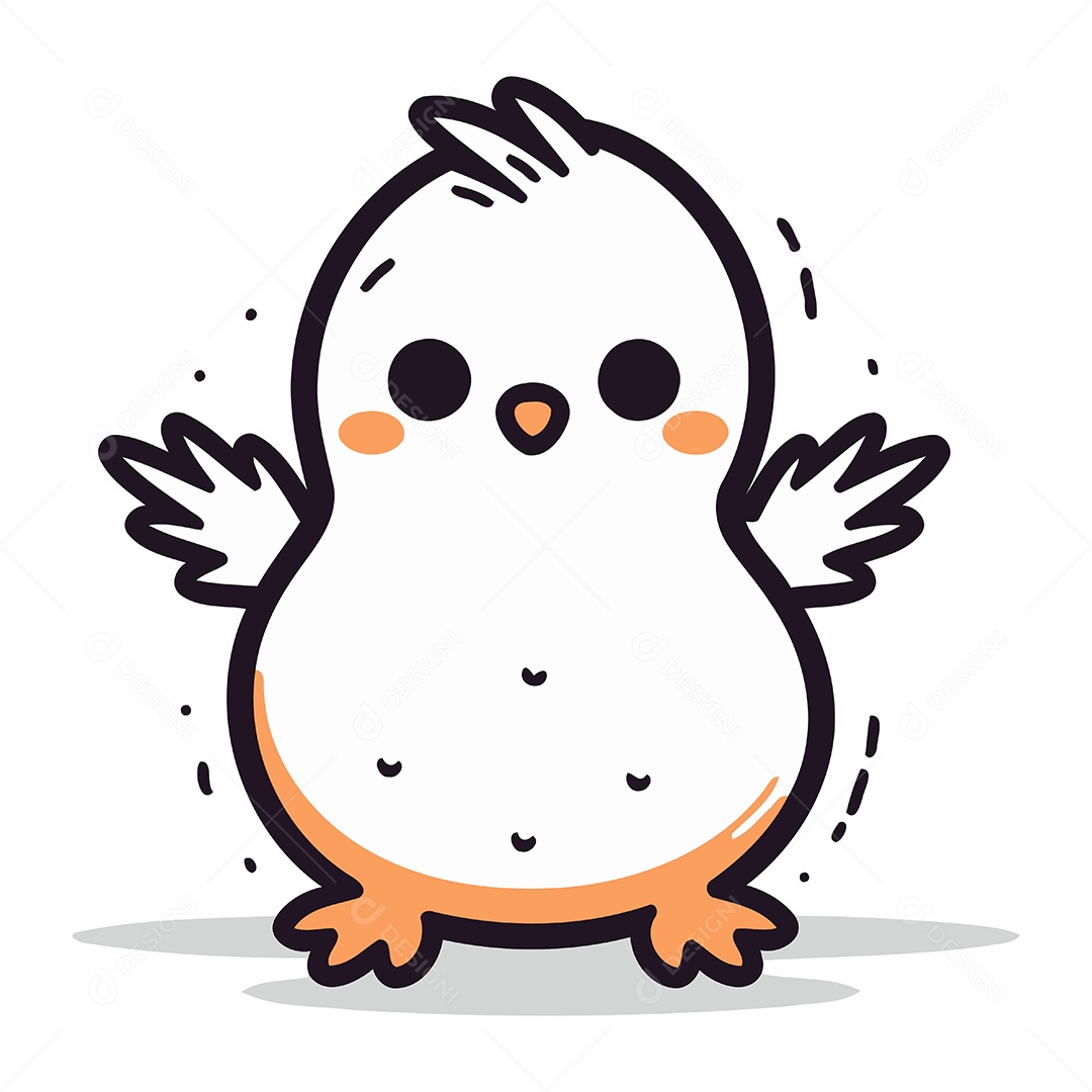 Pintinho Fofo de Desenho Animado Ilustração Vetor EPS