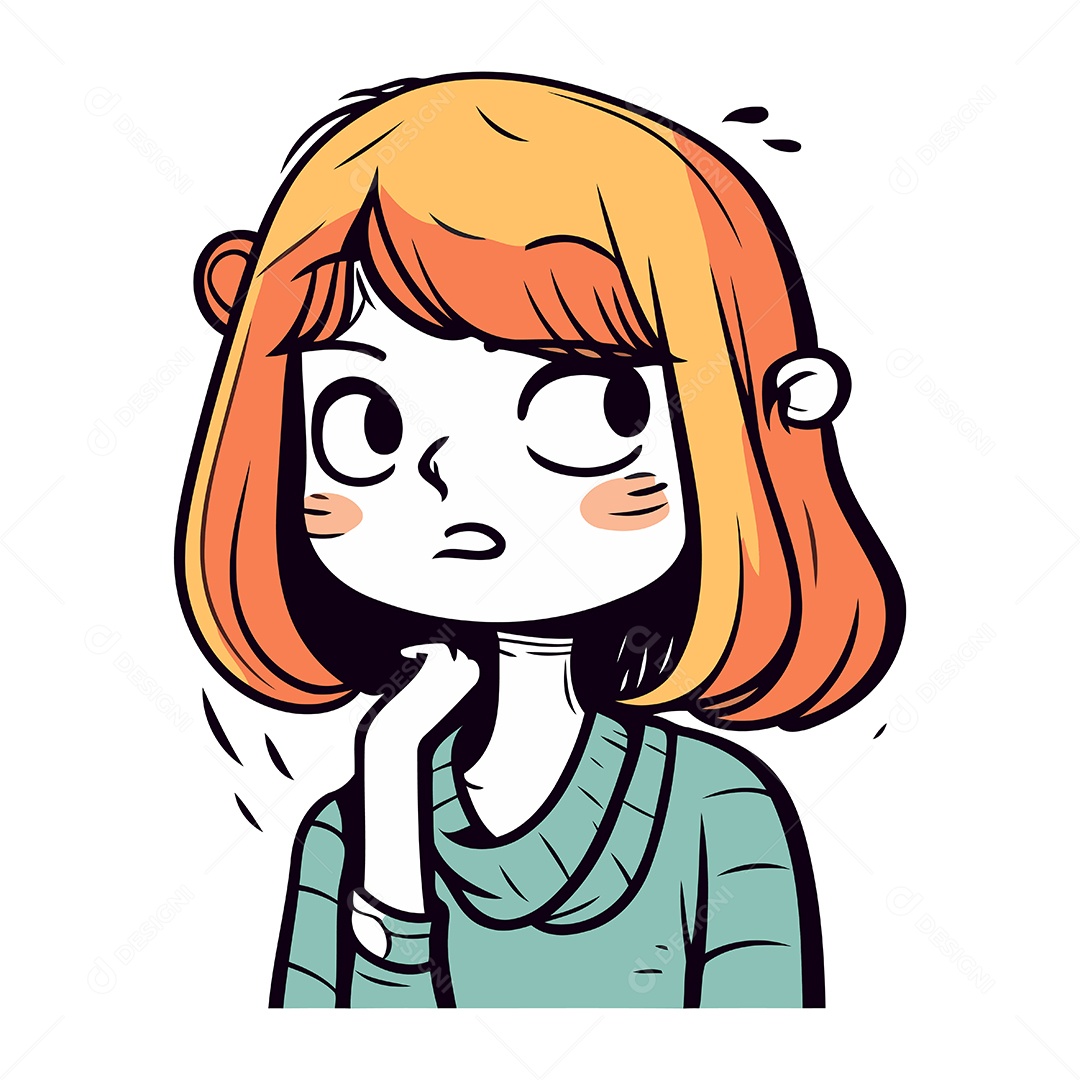 Menina Ruiva de Desenho Animado Ilustração Vetor EPS