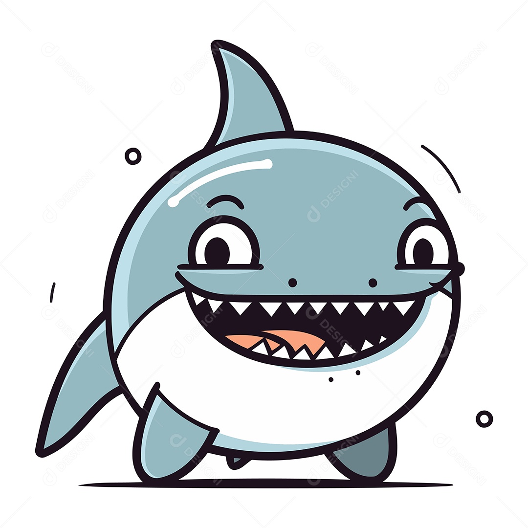 Tubarão de Desenho Animado Ilustração Vetor EPS