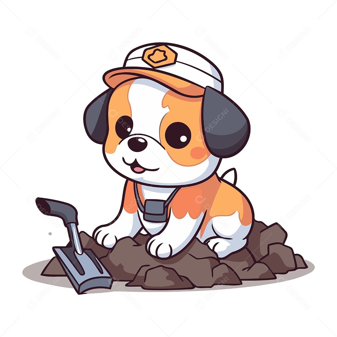 Cachorro Fofo de Desenho Animado Ilustração Vetor EPS