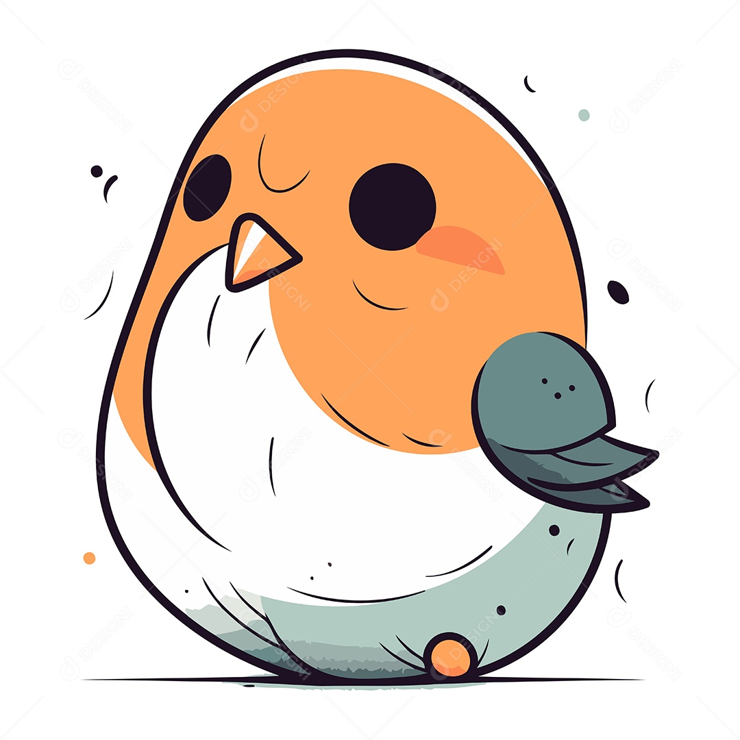 Passarinho Fofo de Desenho Animado Ilustração Vetor EPS