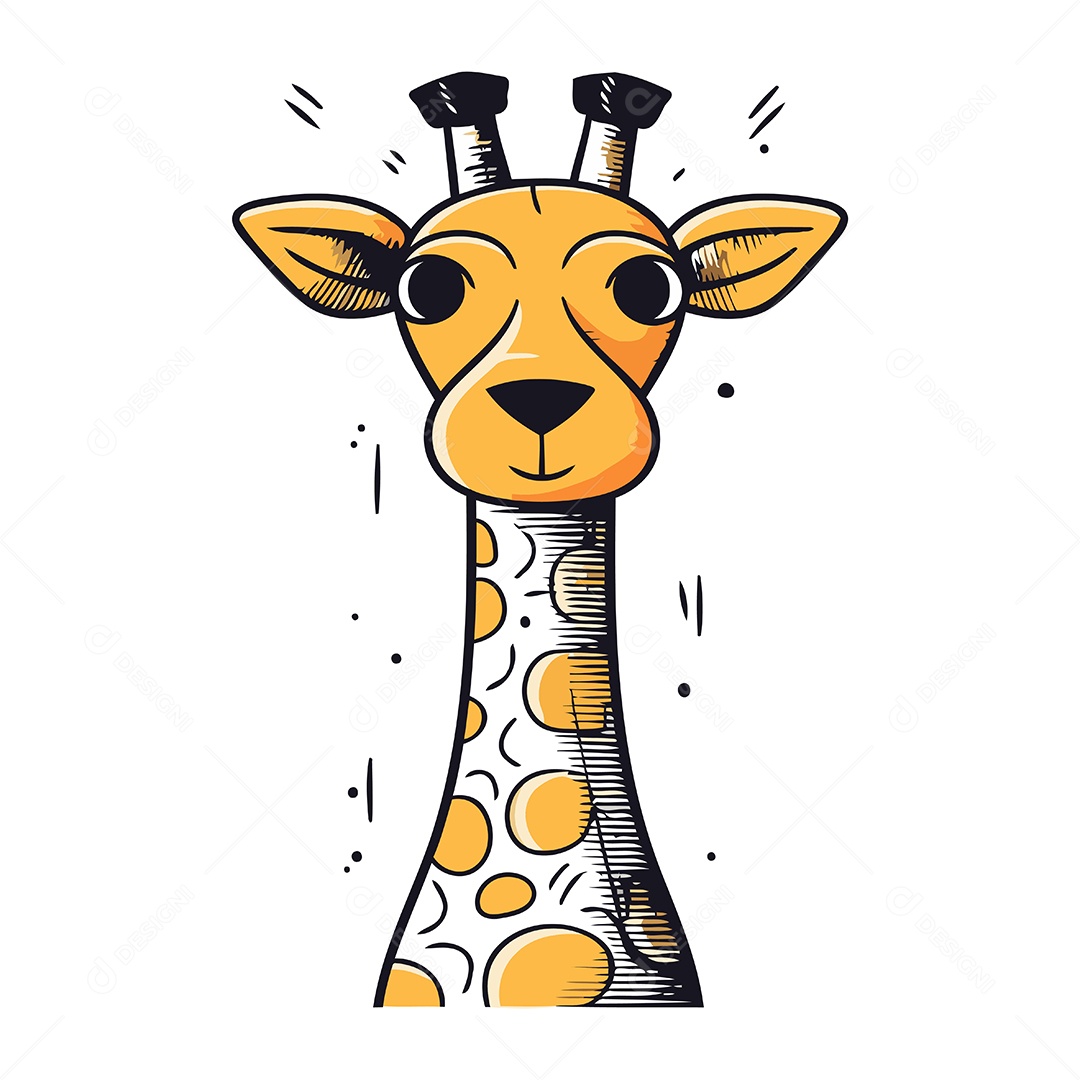 Girafa Fofa de Desenho Animado Ilustração Vetor EPS