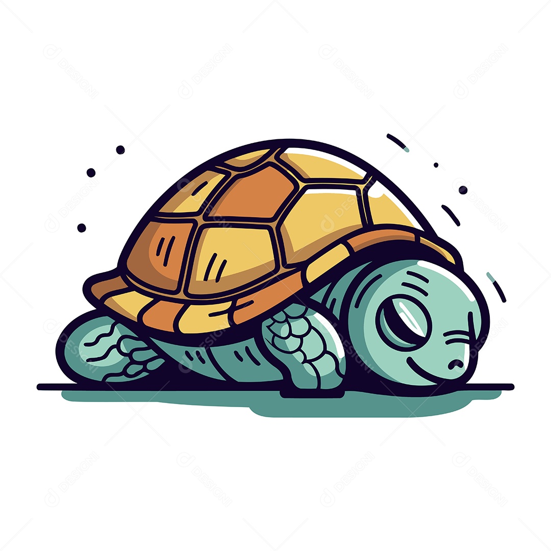 Tartaruga de Desenho Animado Ilustração Vetor EPS