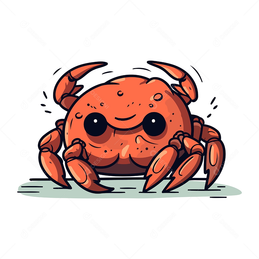 Caranguejo de Desenho Animado Ilustração Vetor EPS