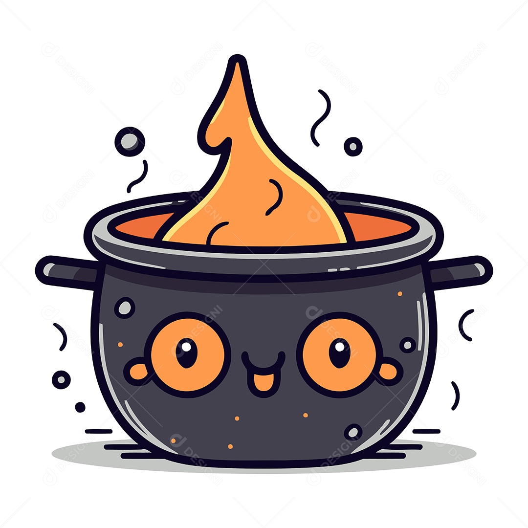 Caldeirão Fofo de Desenho Animado Ilustração Vetor EPS