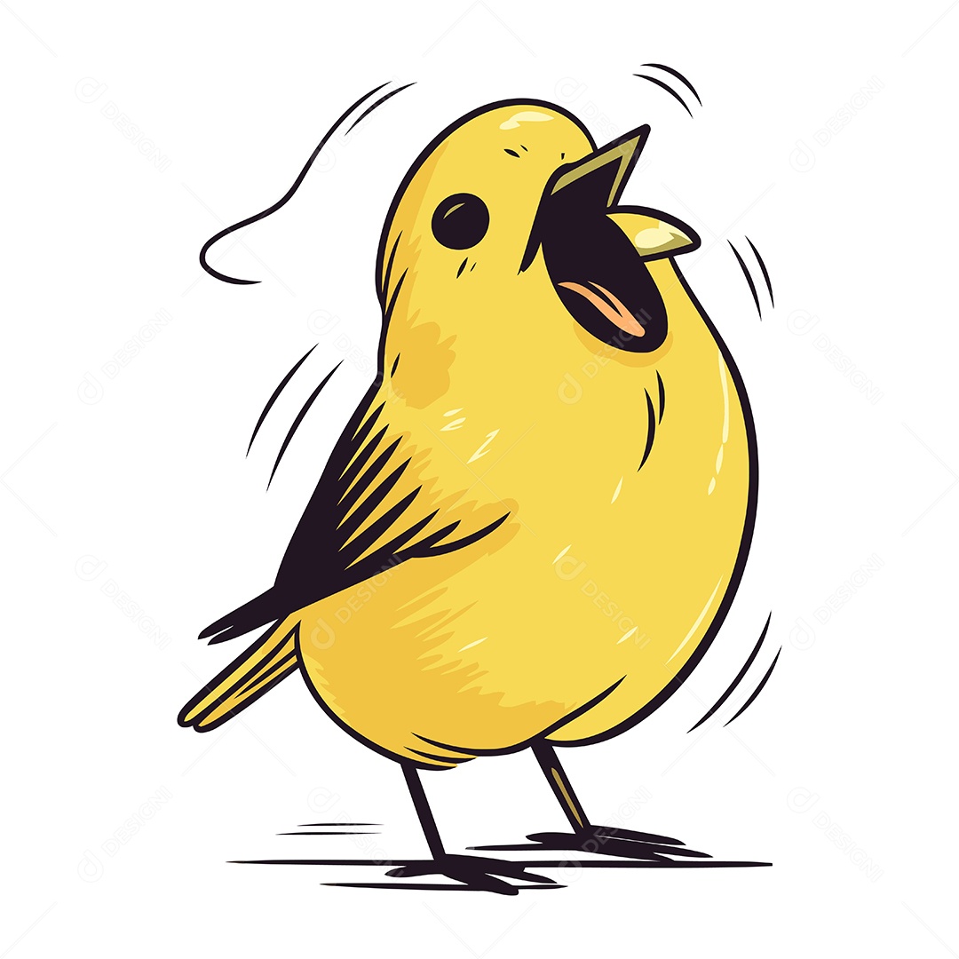 Passarinho Amarelo Fofo Ilustração Vetor EPS