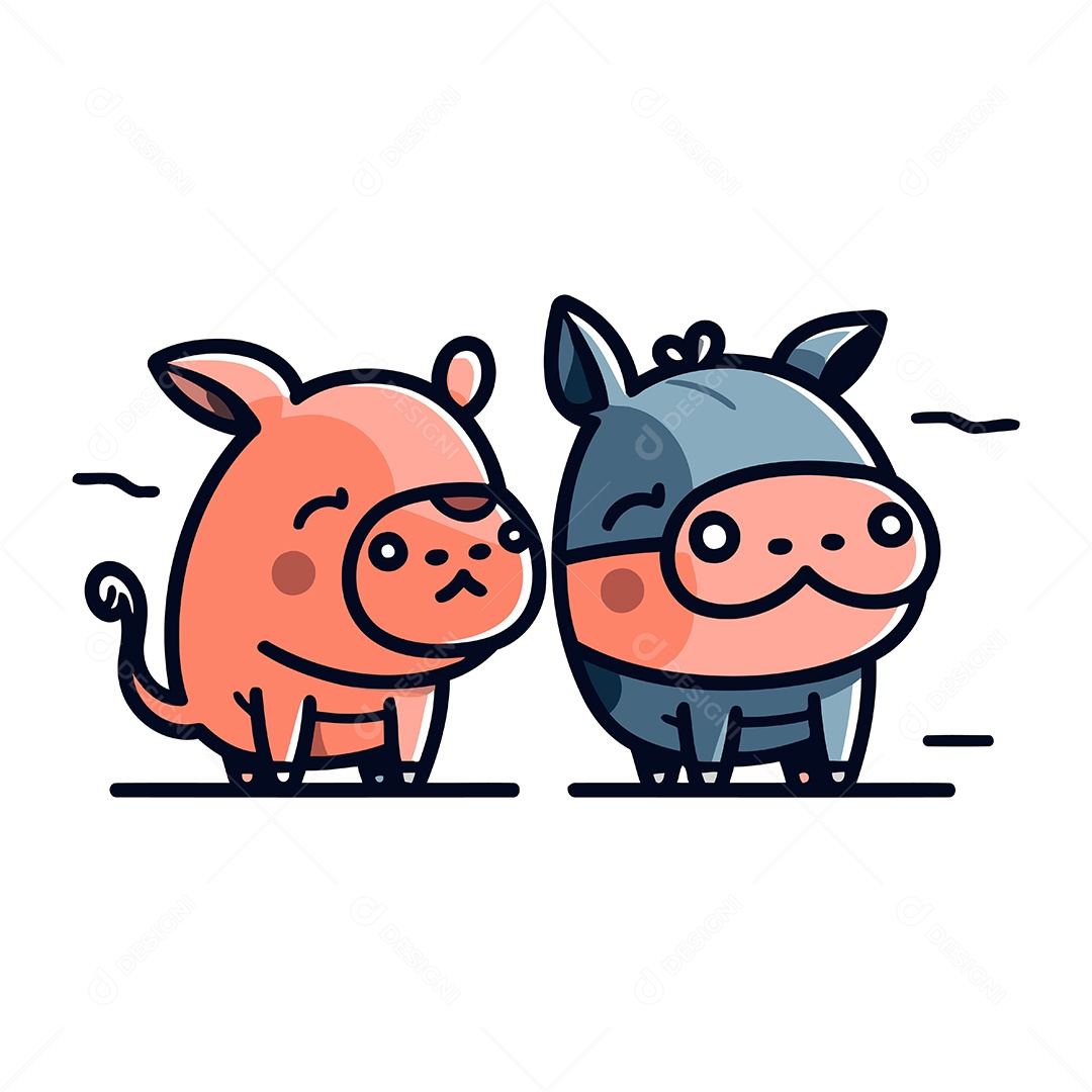 Hipopótamos Fofo de Desenho Animado Ilustração Vetor EPS