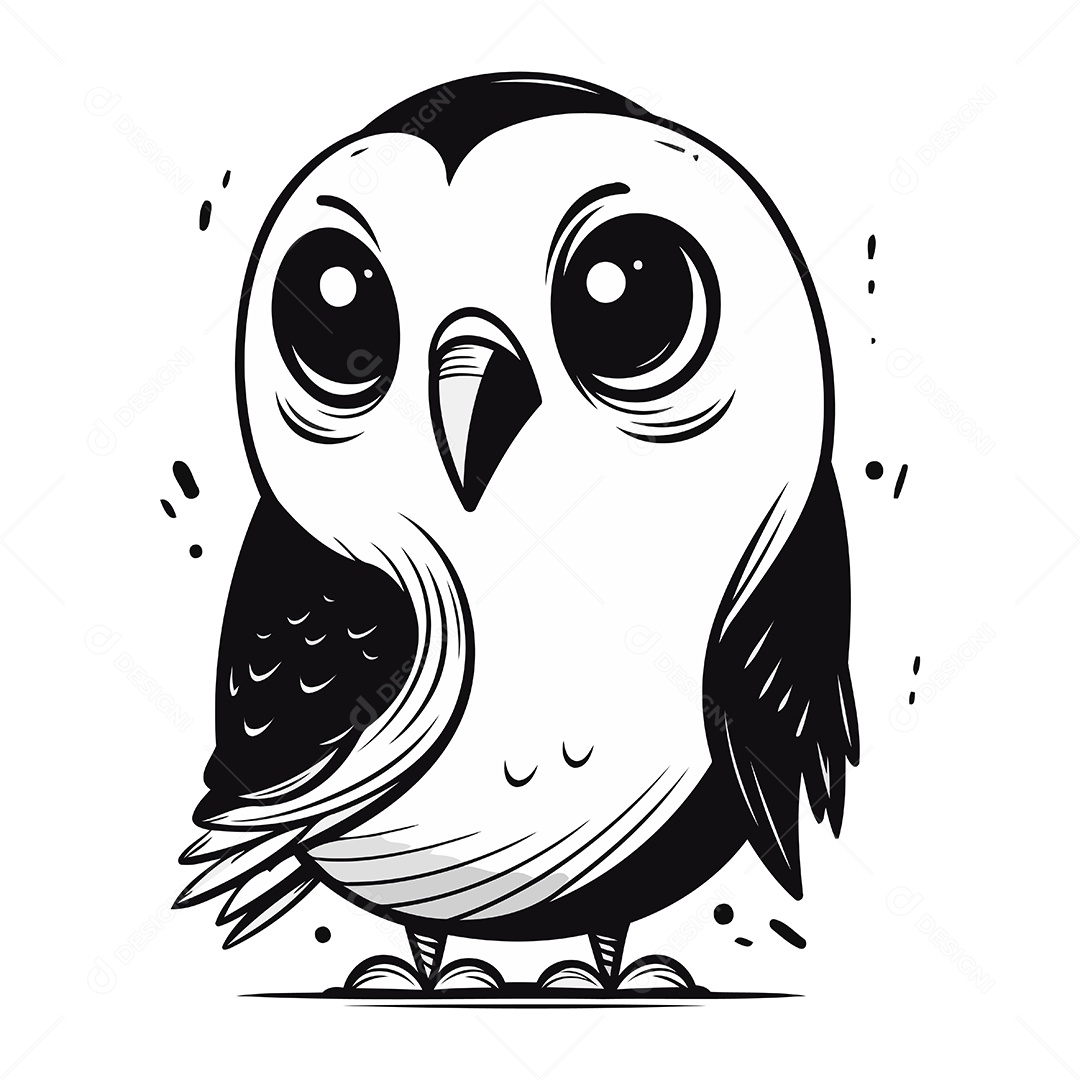 Coruja de Desenho Animado Fofa Ilustração Vetor EPS