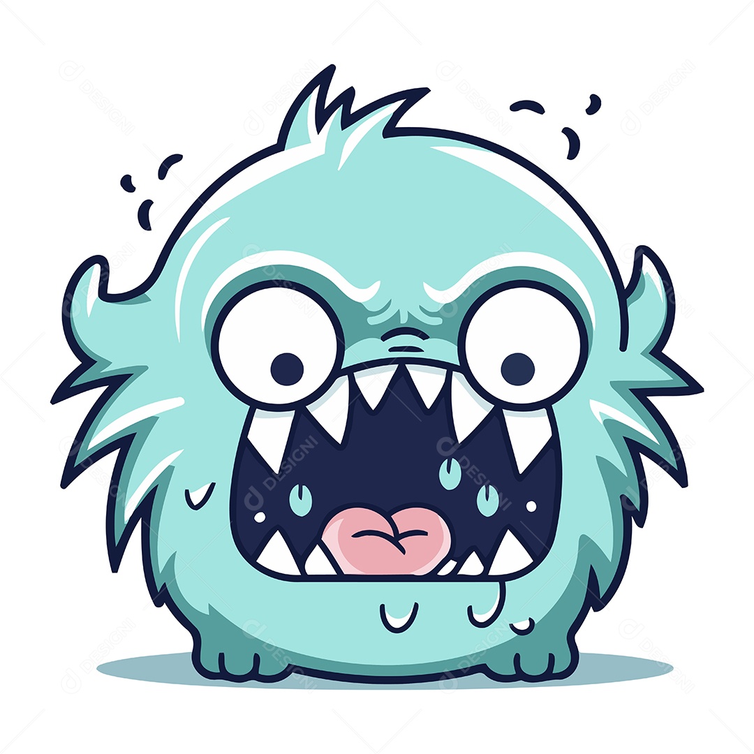 Monstro Engraçado de Desenho Animado Ilustração Vetor EPS