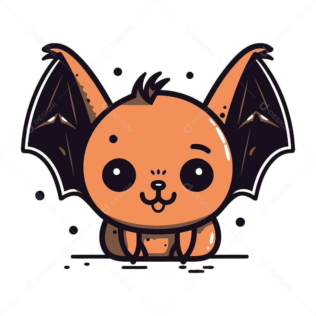 Morcego Fofo de Desenho Animado Ilustração Vetor EPS
