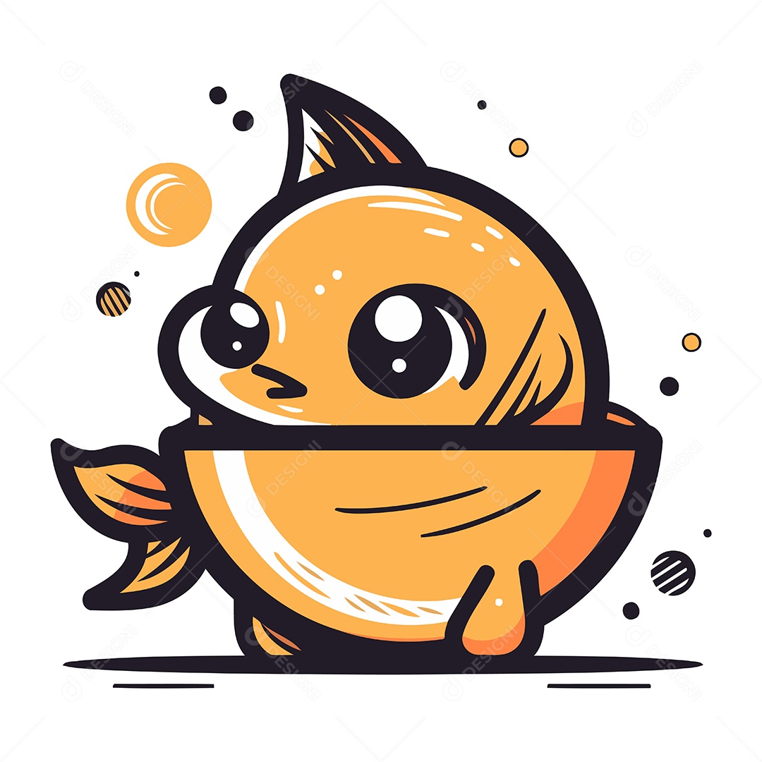 Peixe Fofo de Desenho Animado Ilustração Vetor EPS