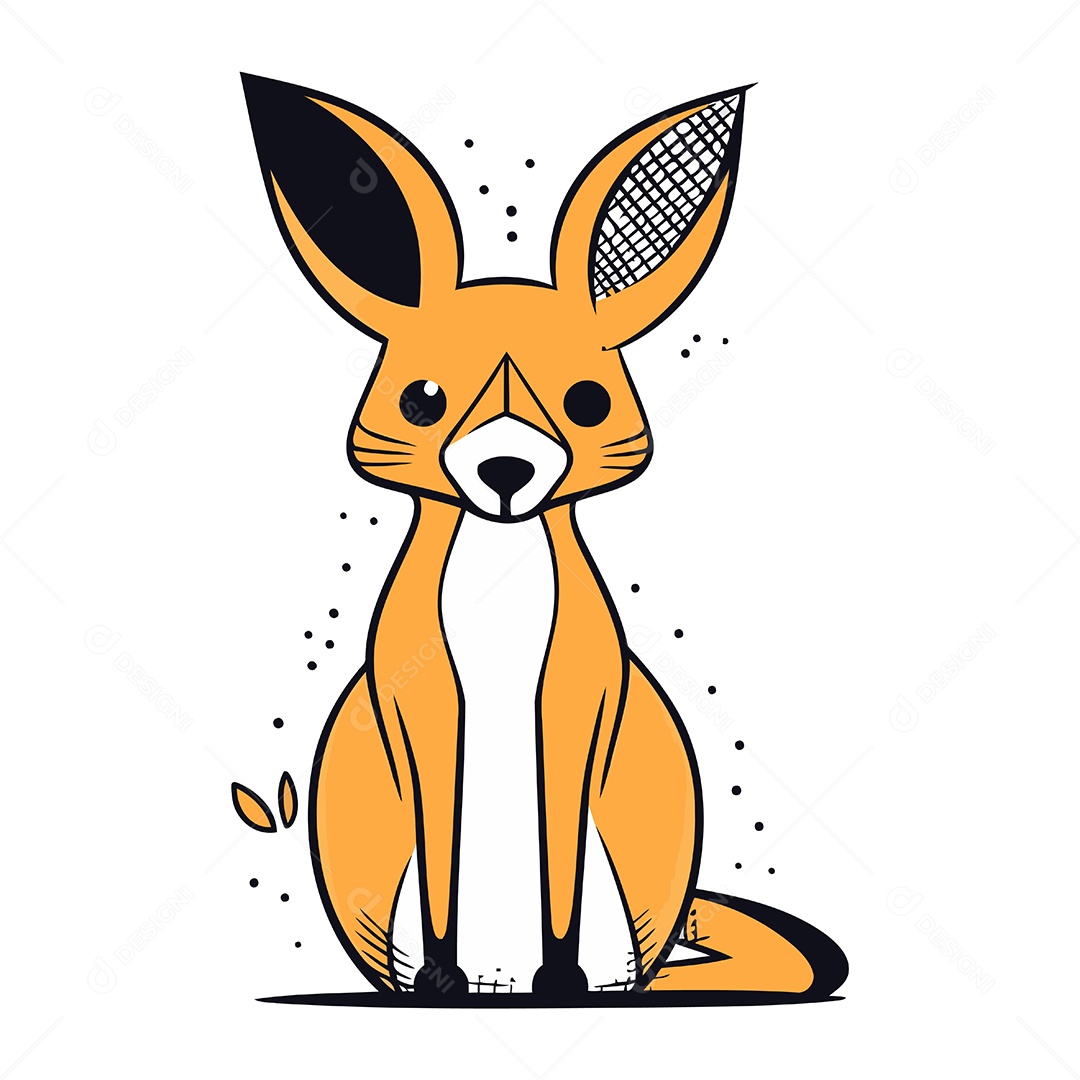 Raposa Fofa de Desenho Animado Ilustração Vetor EPS