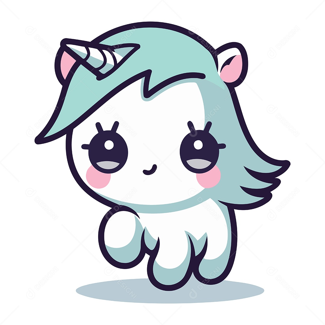 Unicórnio Fofo de Desenho Animado Ilustração Vetor EPS