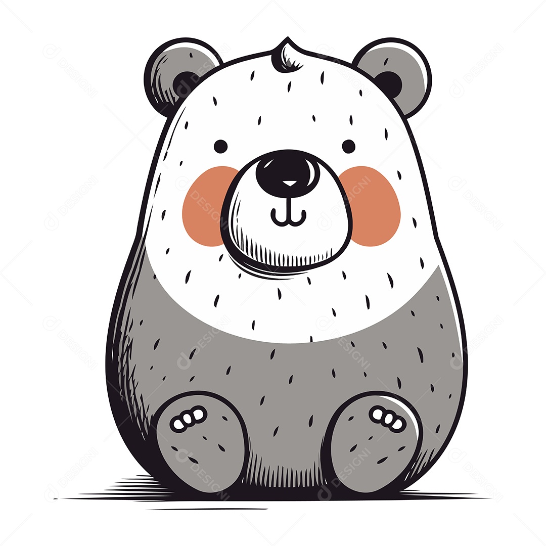 Urso Panda Fofo de Desenho Animado Ilustração Vetor EPS