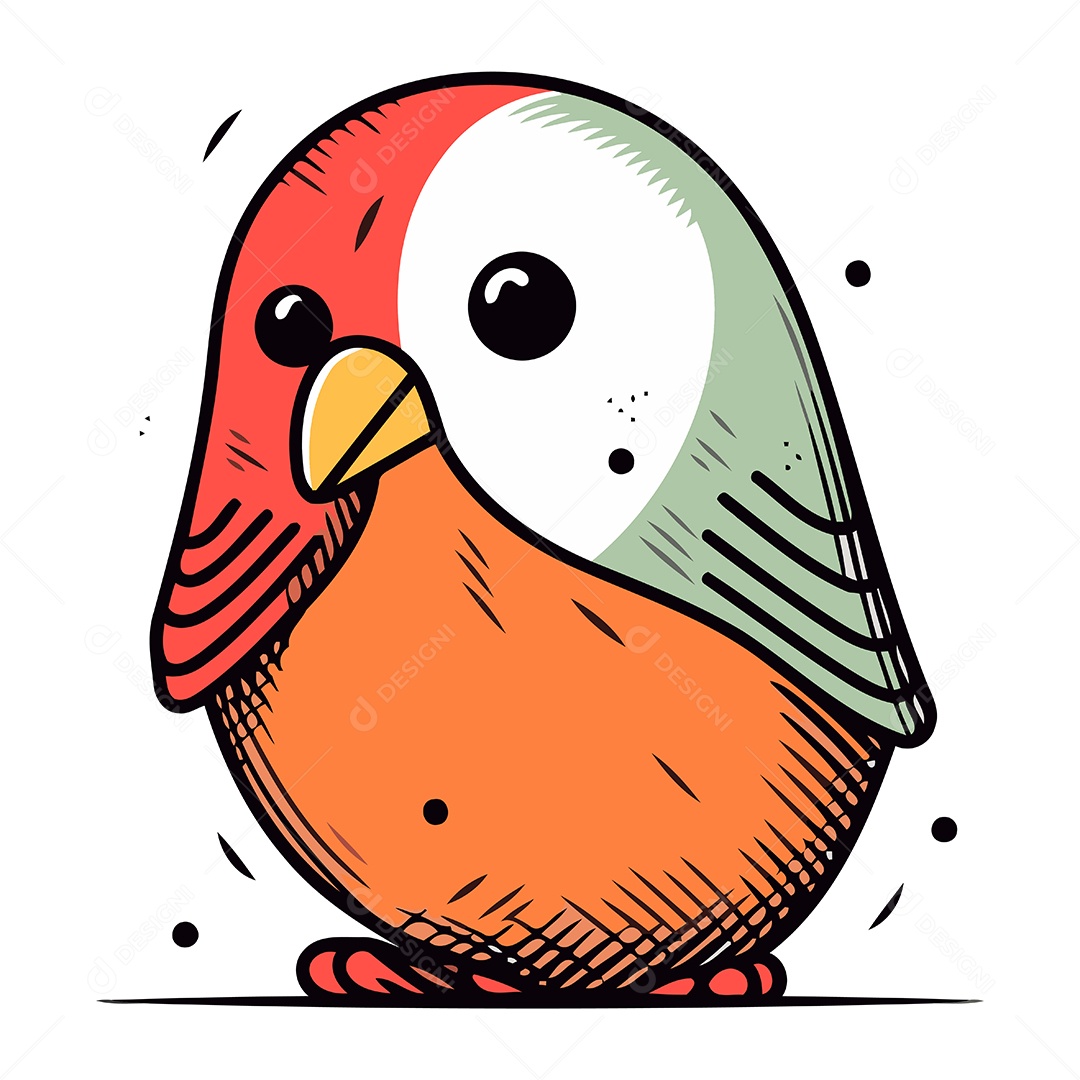 Passarinho Fofo de Desenho Animado Ilustração Vetor EPS