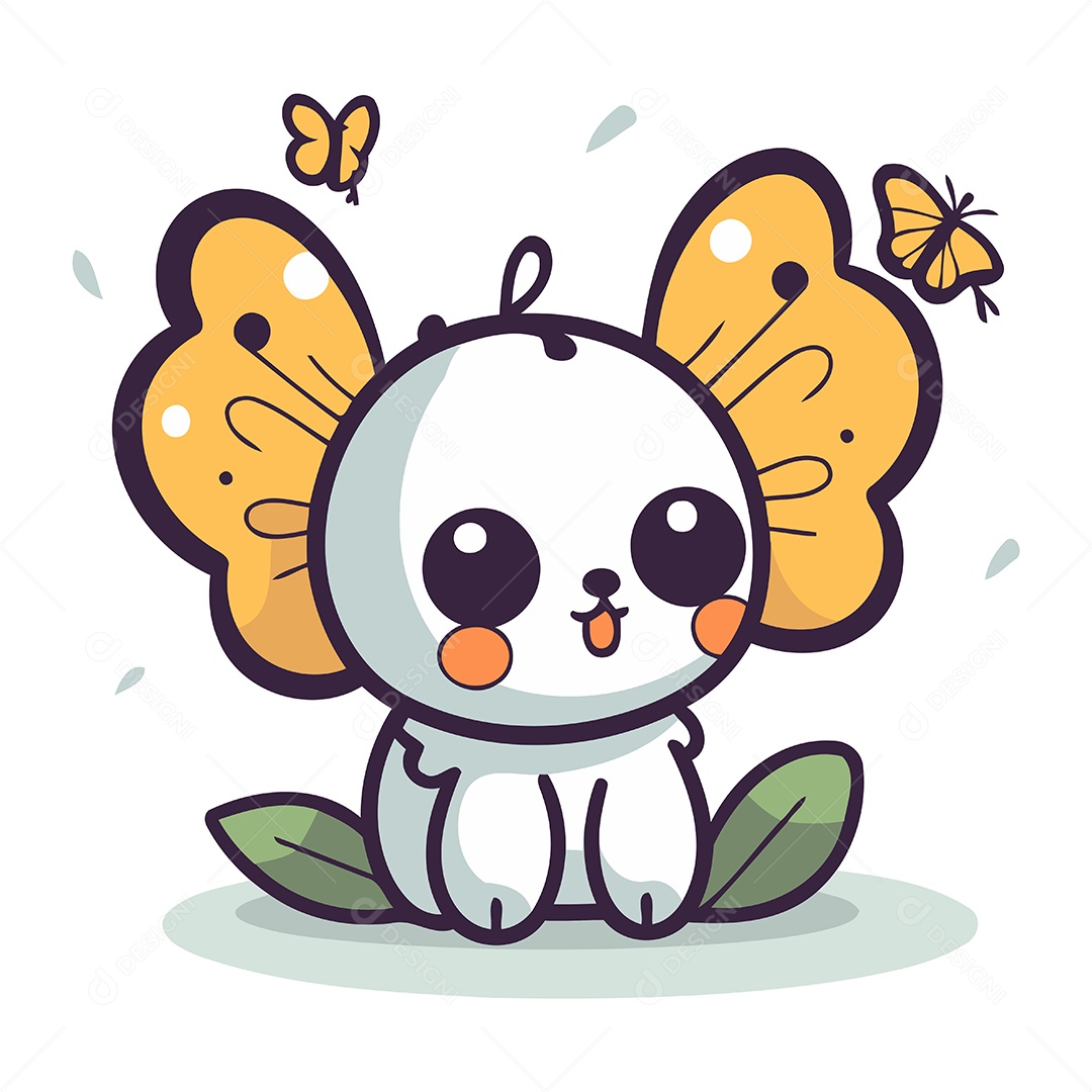 Borboleta Fofa de Desenho Animado Ilustração Vetor EPS