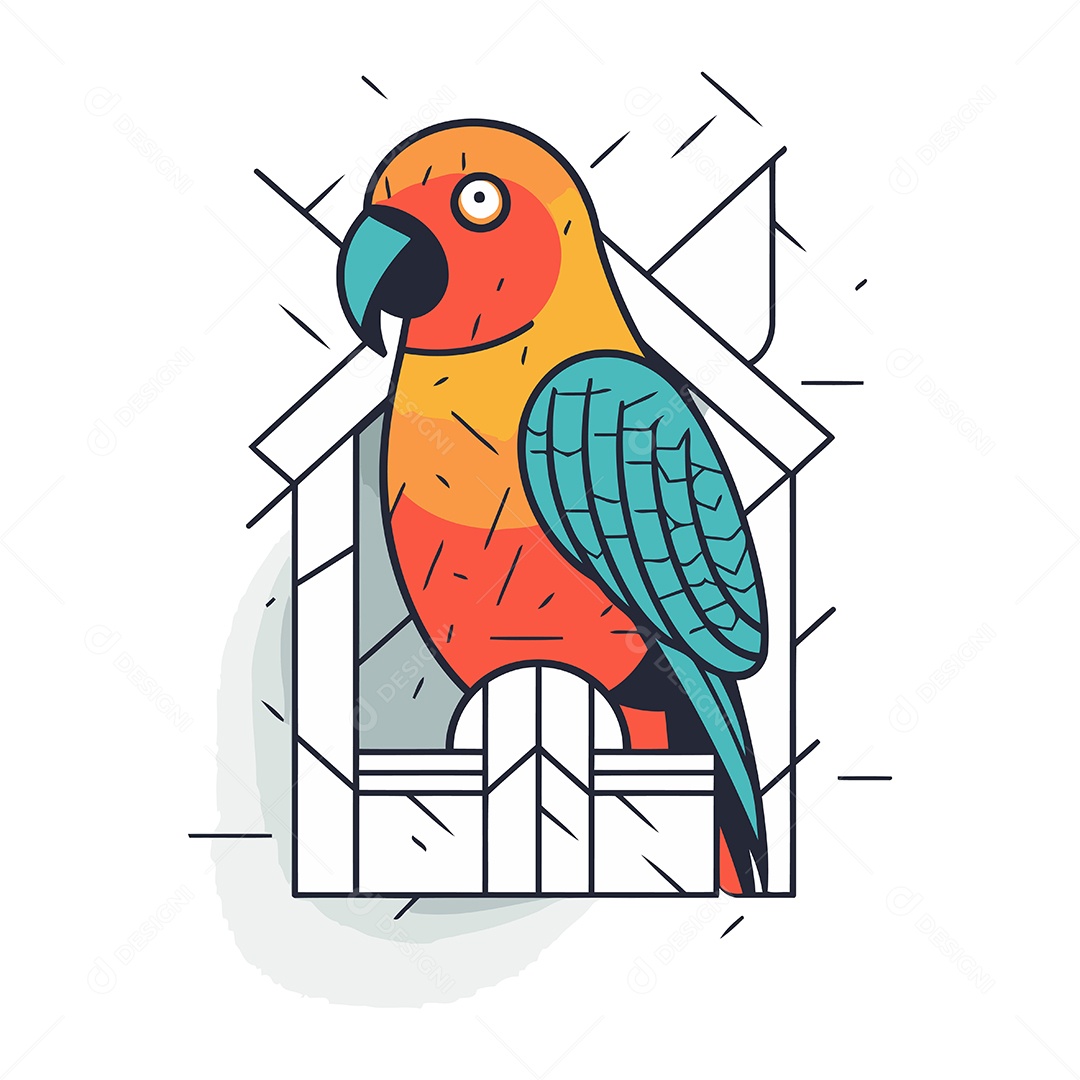 Papagaio em uma Casa Ilustração Vetor EPS