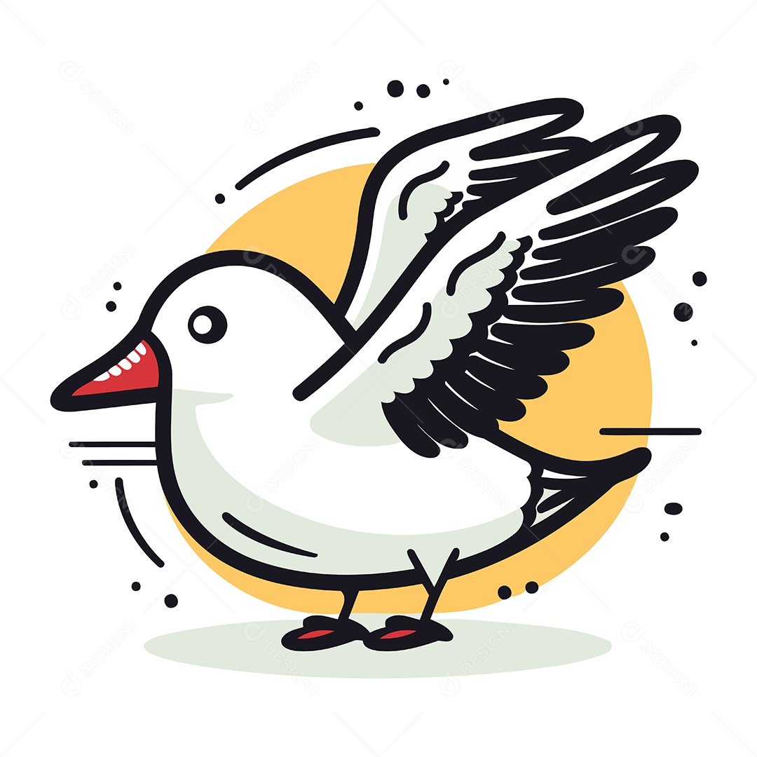 Gaivota de Desenho Animado Ilustração Vetor EPS