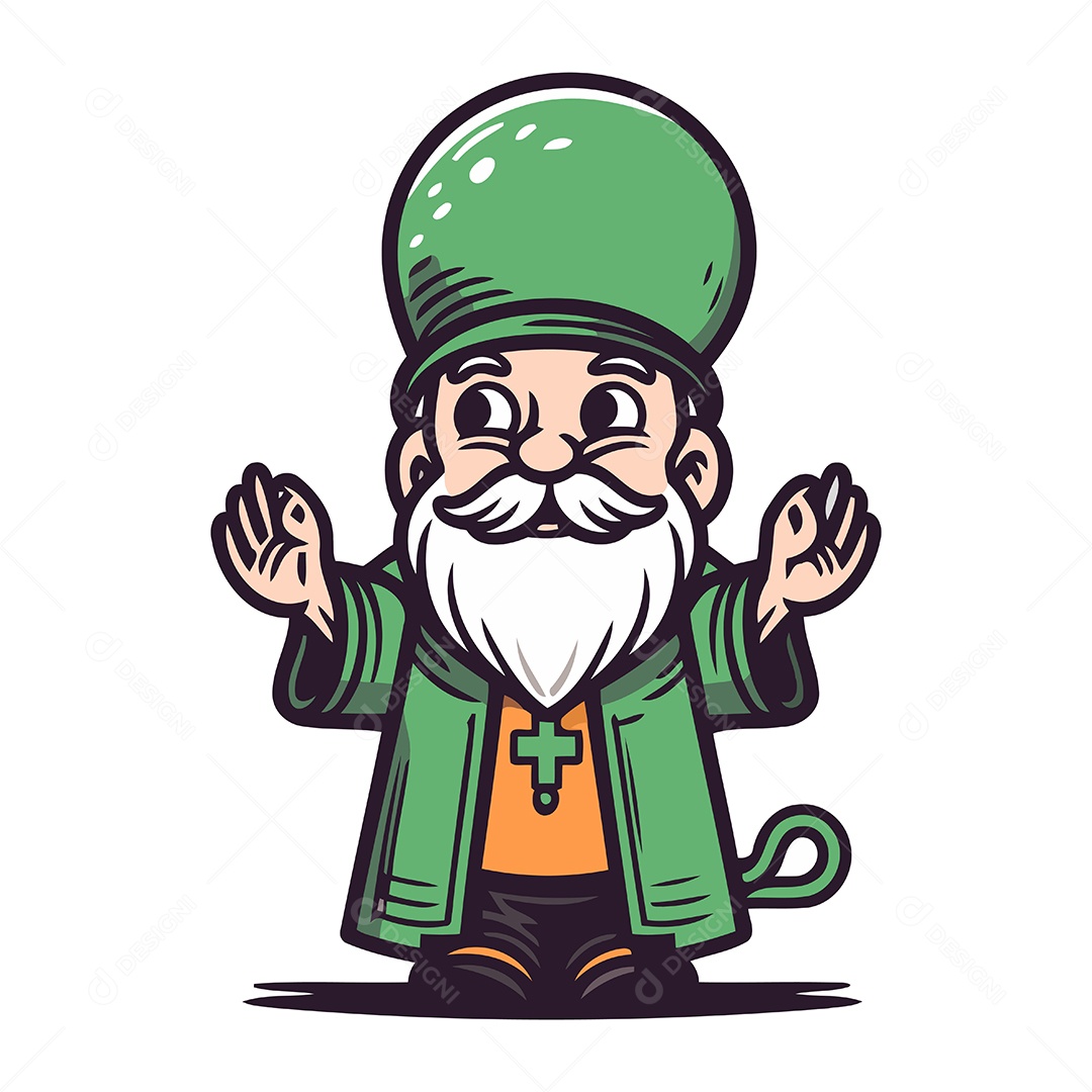 Duende com Barba Desenho Animado Ilustração Vetor EPS