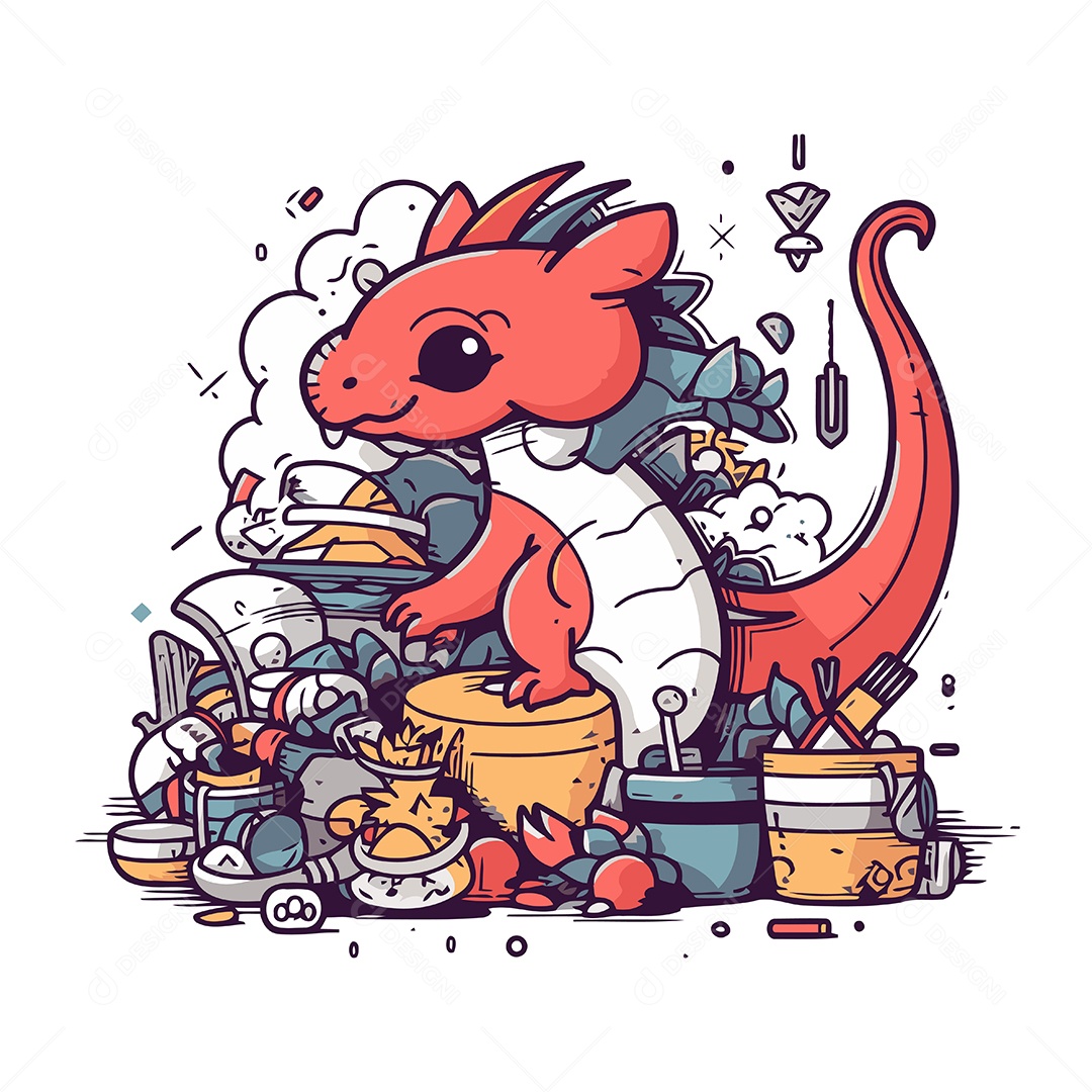 Dragão de Desenho Animado Ilustração Vetor EPS