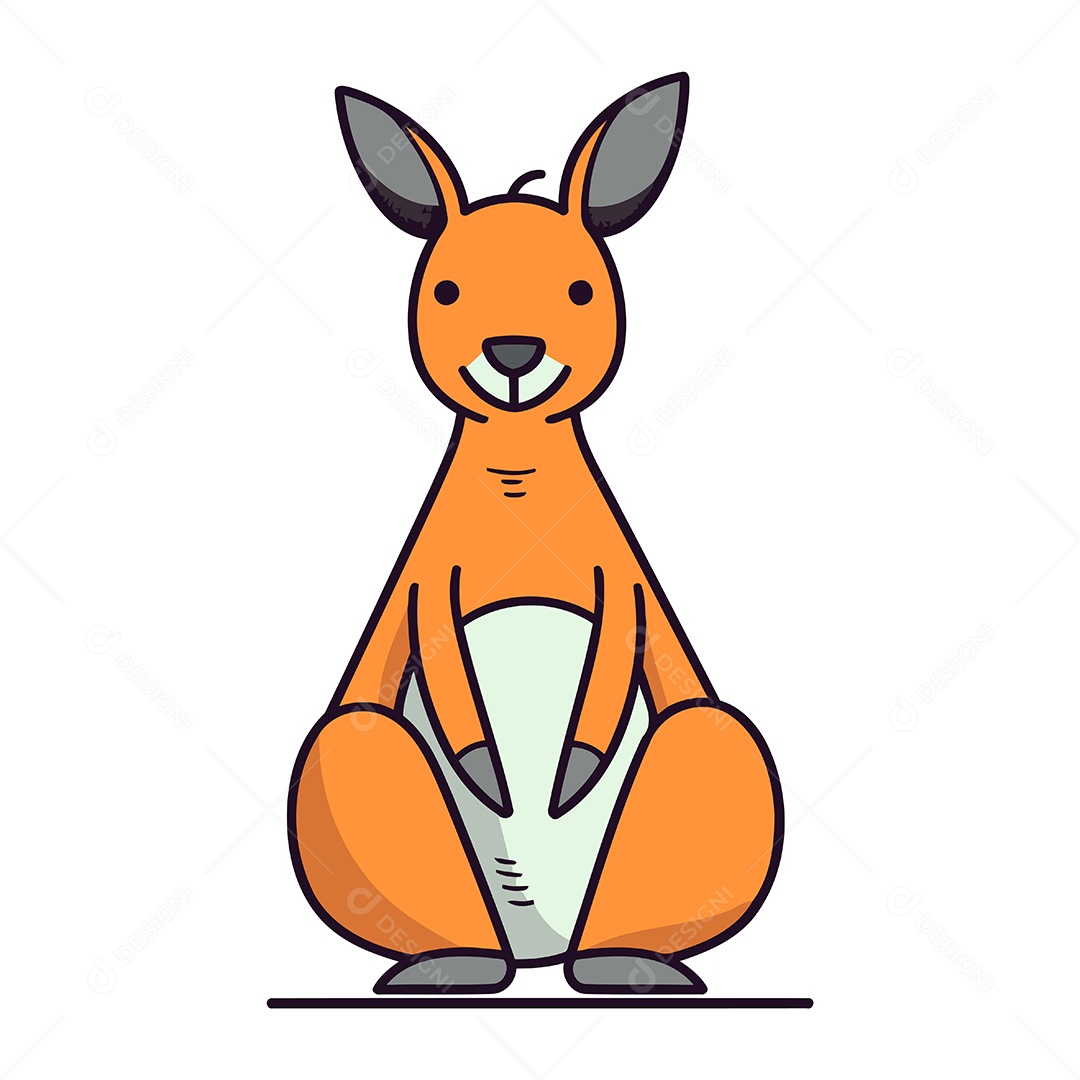Canguru Fofo de Desenho Animado Ilustração Vetor EPS