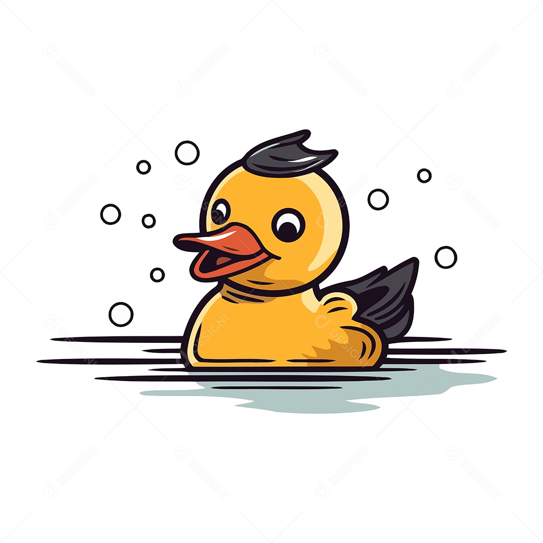 Pato Fofo de Desenho Animado Ilustração Vetor EPS