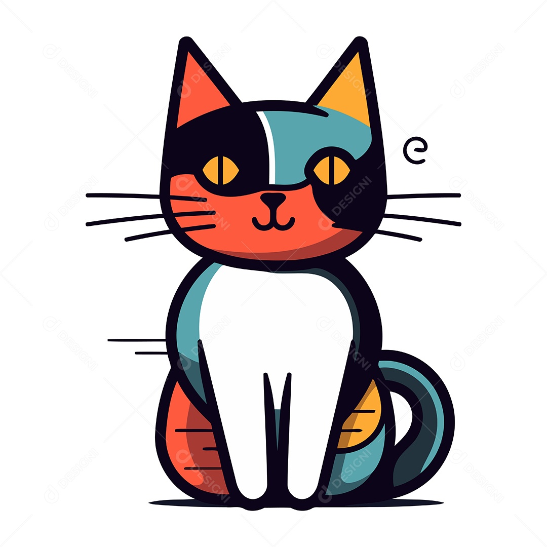 Gato Fofo de Desenho Animado Ilustração Vetor EPS