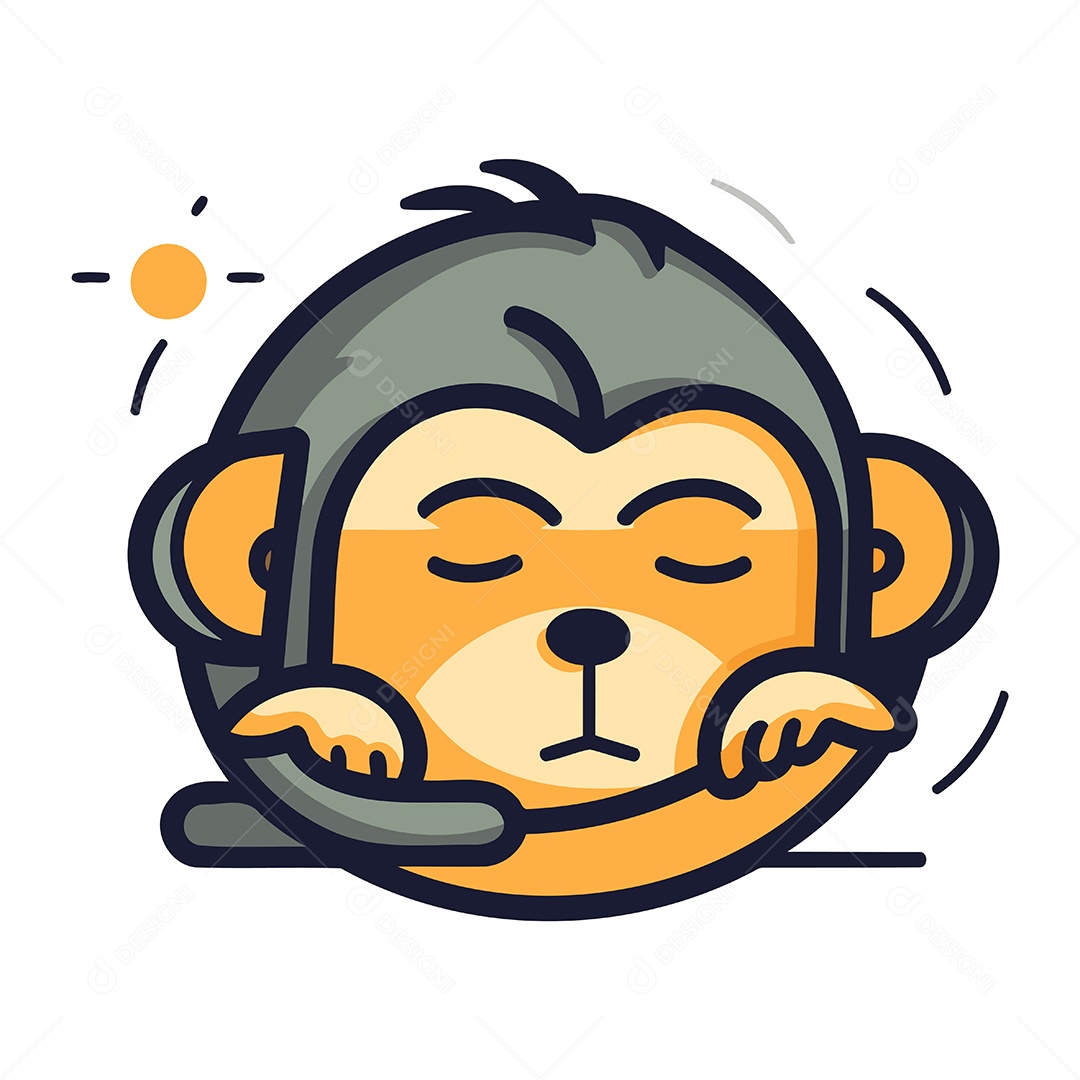 Macaco Fofo de Desenho Animado Ilustração Vetor EPS