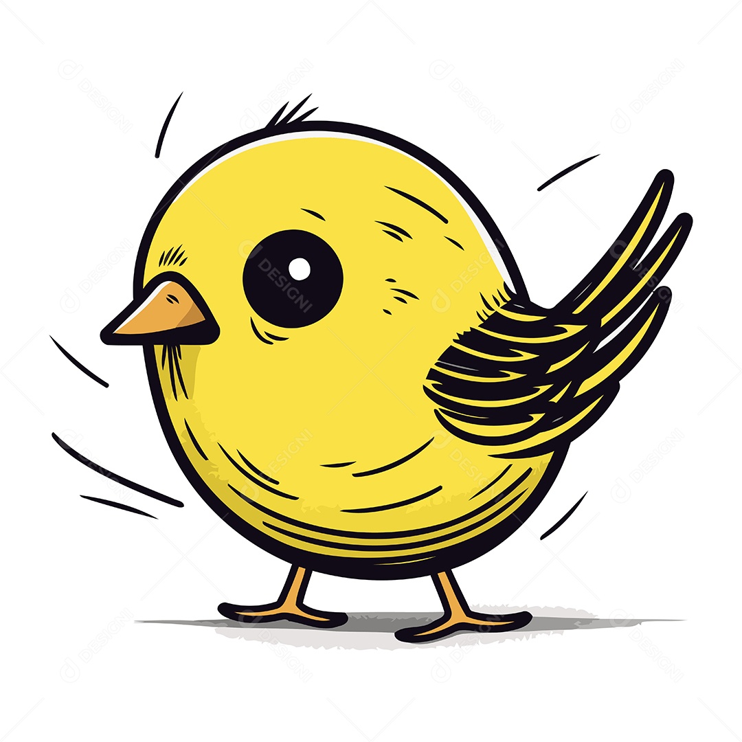 Passarinho Amarelo Fofo Ilustração Vetor EPS