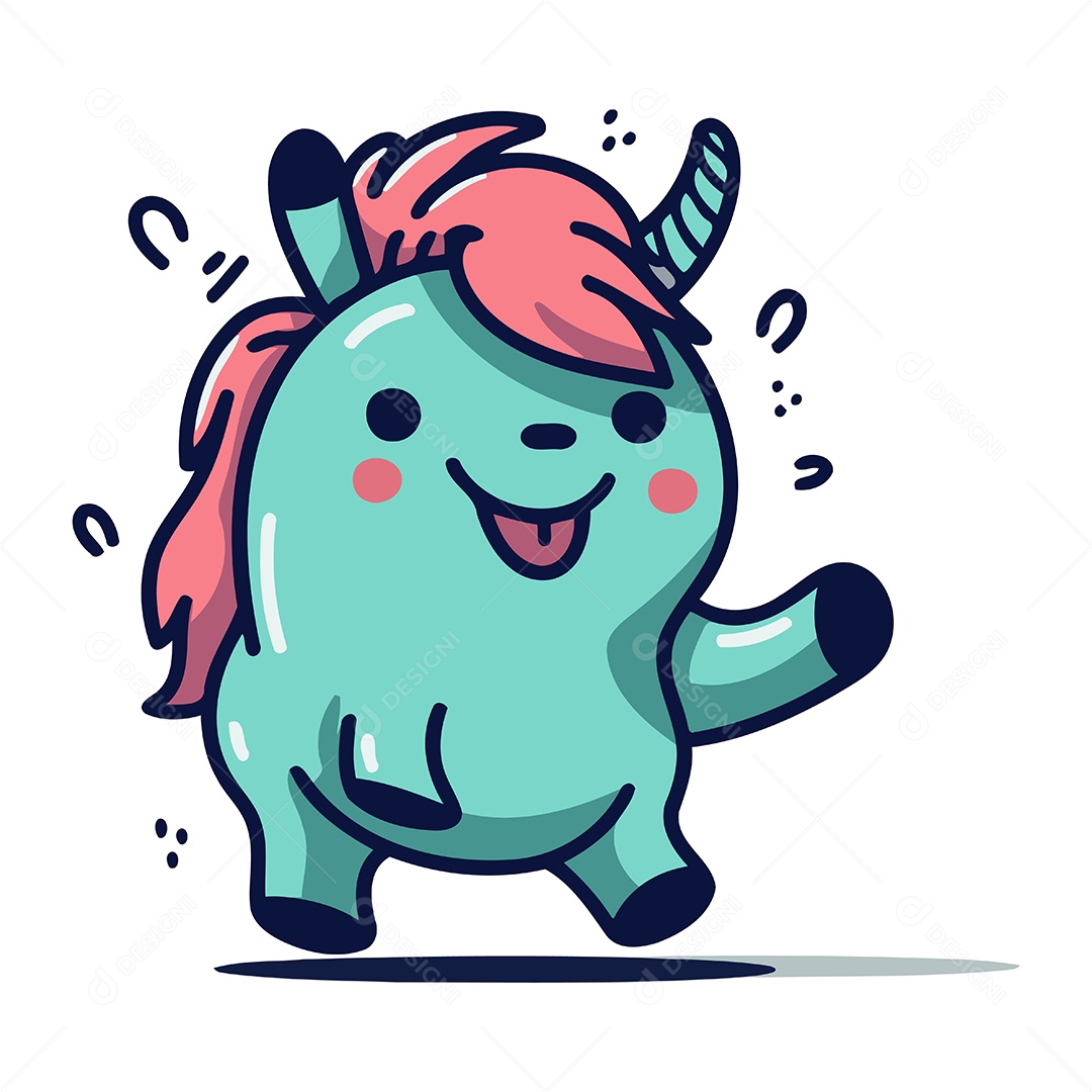 Unicórnio de Desenho Animado Ilustração Vetor EPS