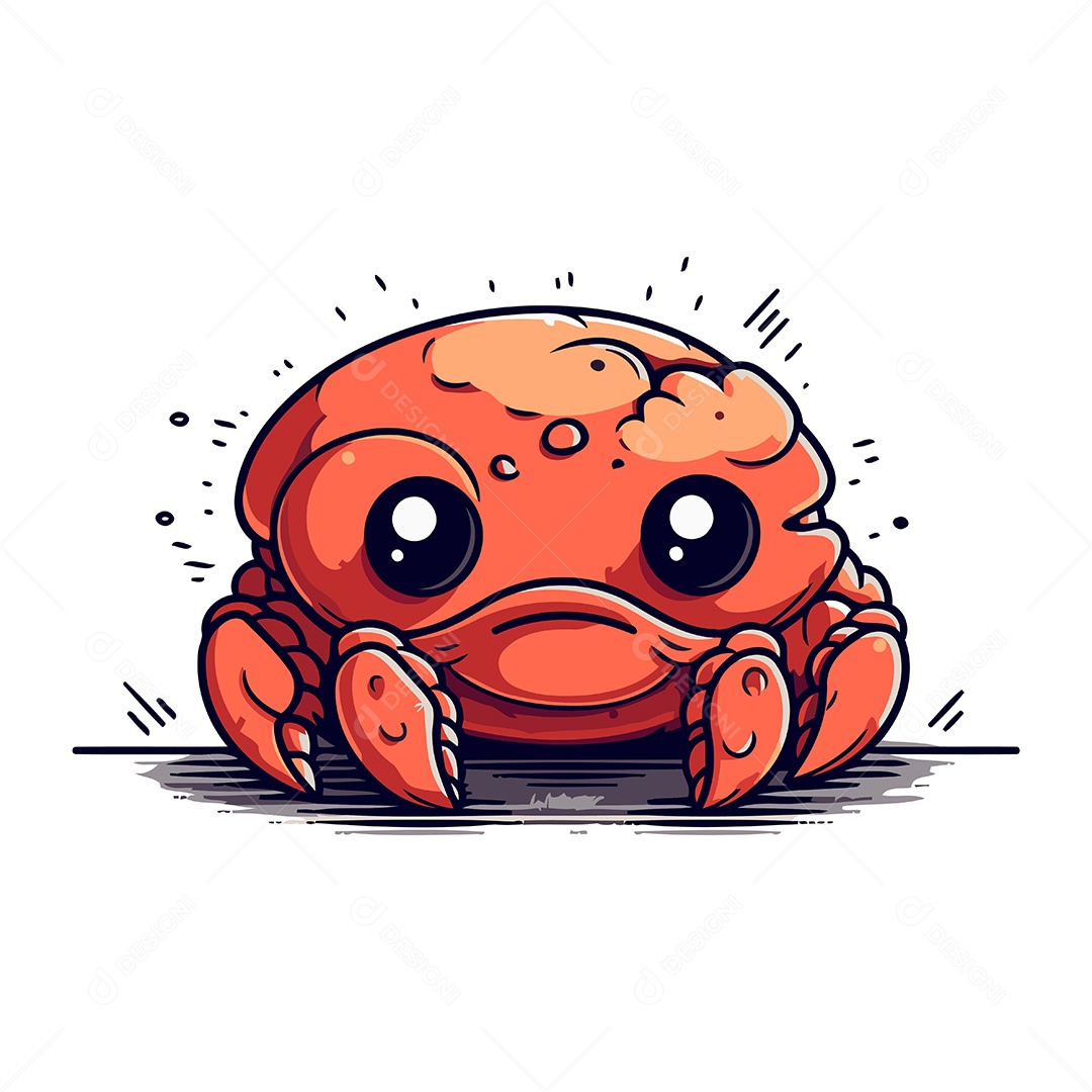 Caranguejo Fofo de Desenho Animado Ilustração Vetor EPS