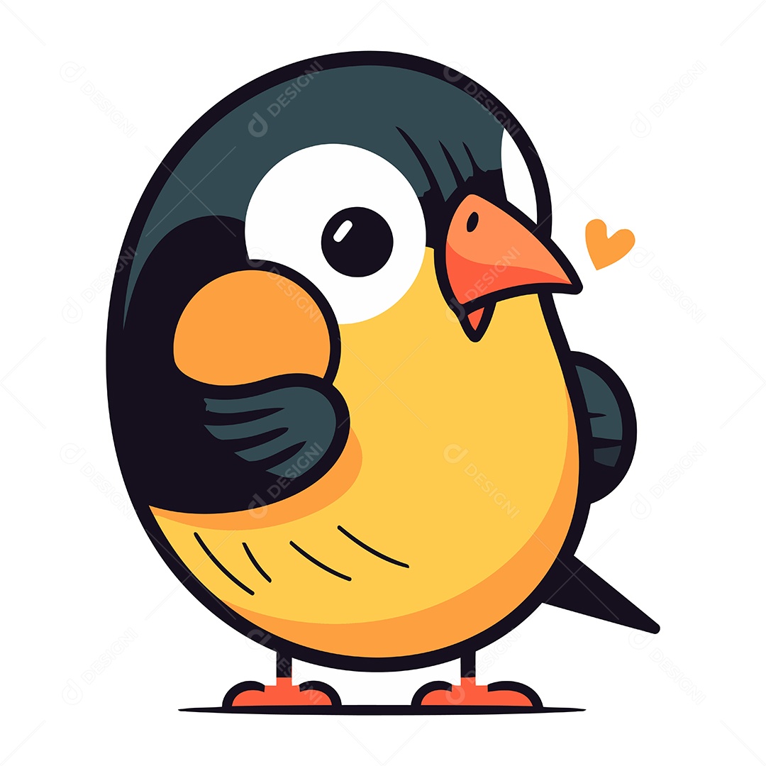 Passarinho Fofo de Desenho Animado Ilustração Vetor EPS