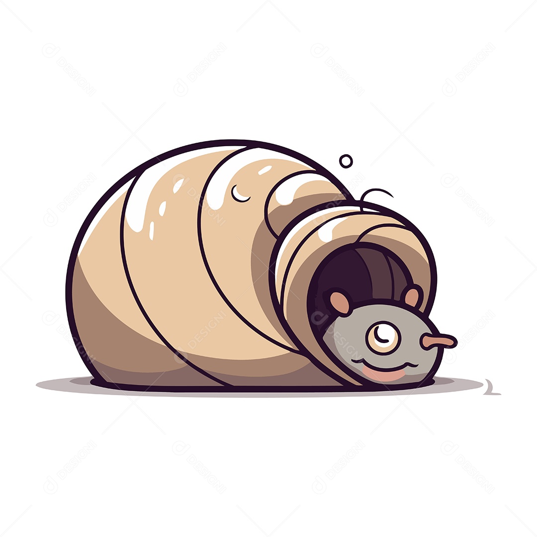 Caracol Fofo de Desenho Animado Ilustração Vetor EPS